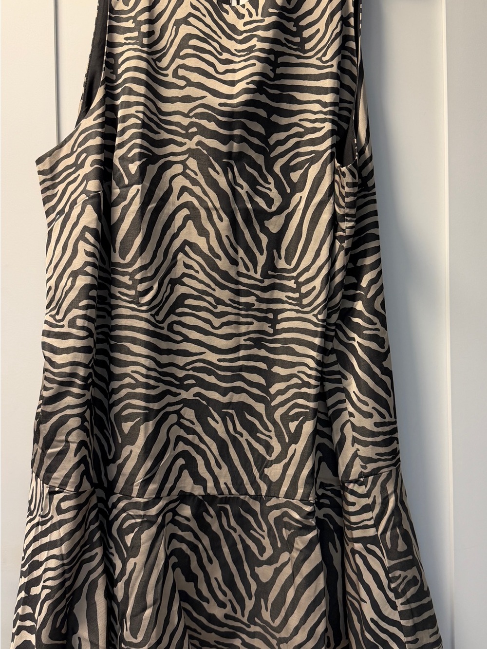 H&M Black and Cream Zebra-Print Midi Dress